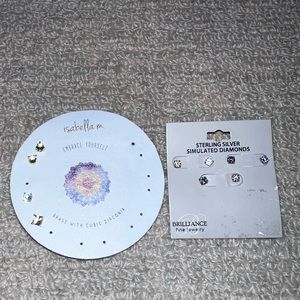 Sterling silver simulated diamond earrings colored stones New & Cz earrings new